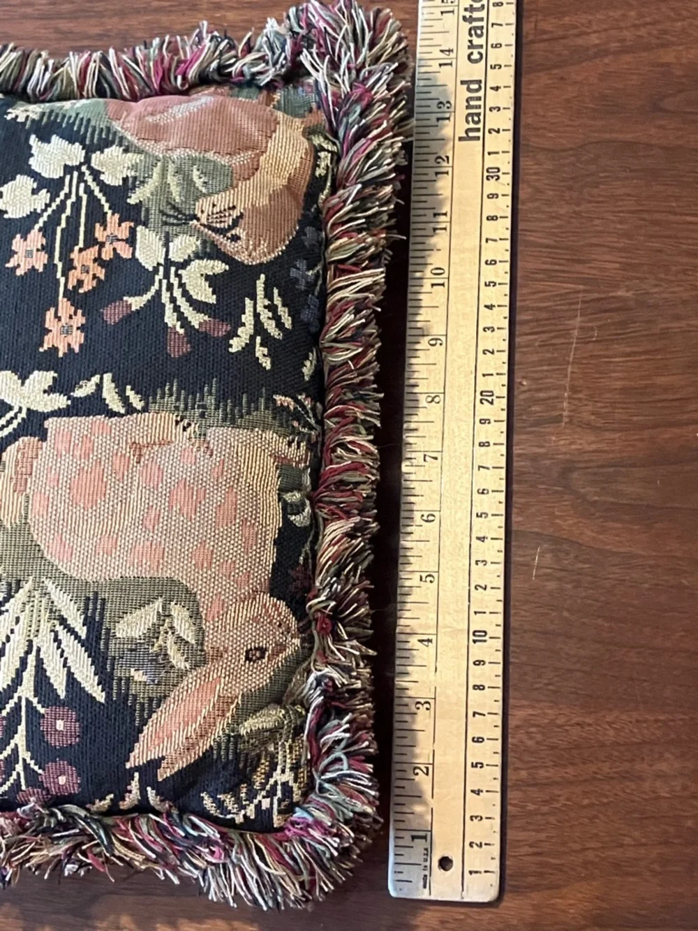 Vintage Needlepoint Woodland Animals Tapestry Accent Pillow